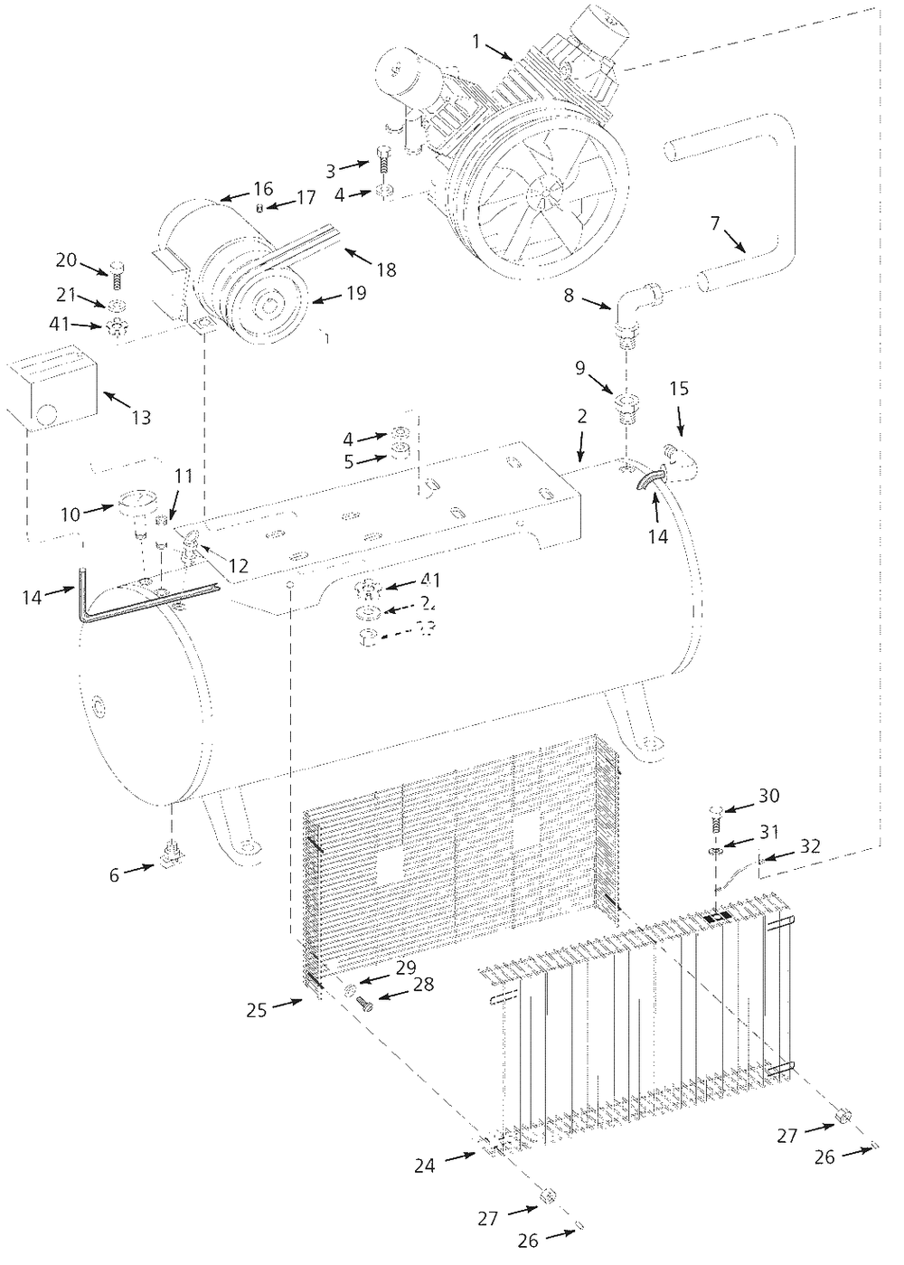 Air-Compressor Parts Diagram and Parts List for EX1120  Campbell Hausfeld Compressor